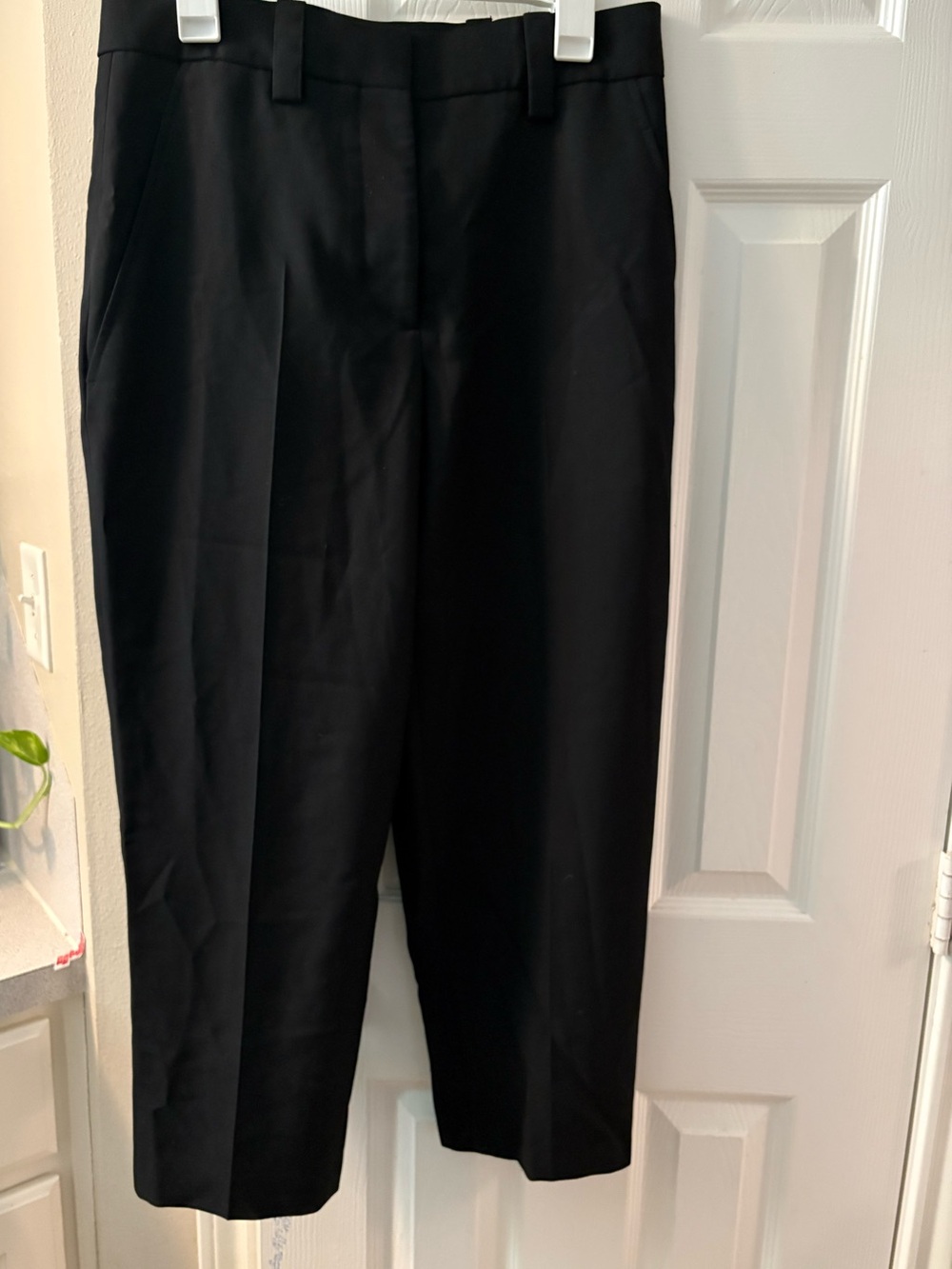 Acne Studios Trea Struct Wo Black Wool Cropped Ankle Trousers Pants Size 38 US 6